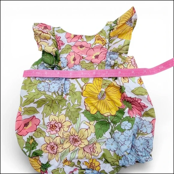 Janie & Jack Mimosa Baby Floral Ruffle Romper 0-3M Easter Bubble Forever Sun '23 - Picture 6 of 9